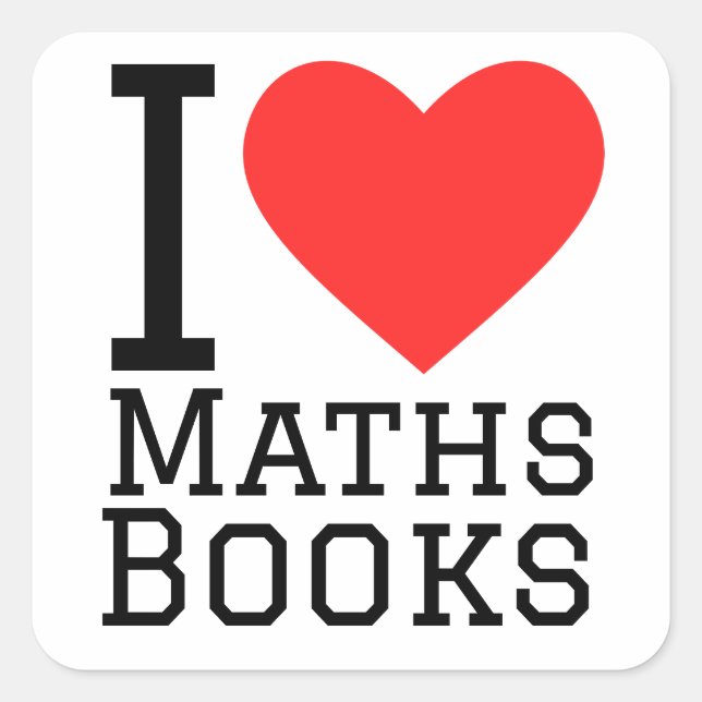 Sticker Carré J'aime le livre de mathématiques (Devant)
