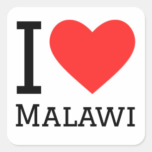 Sticker Carré J'aime le malawi