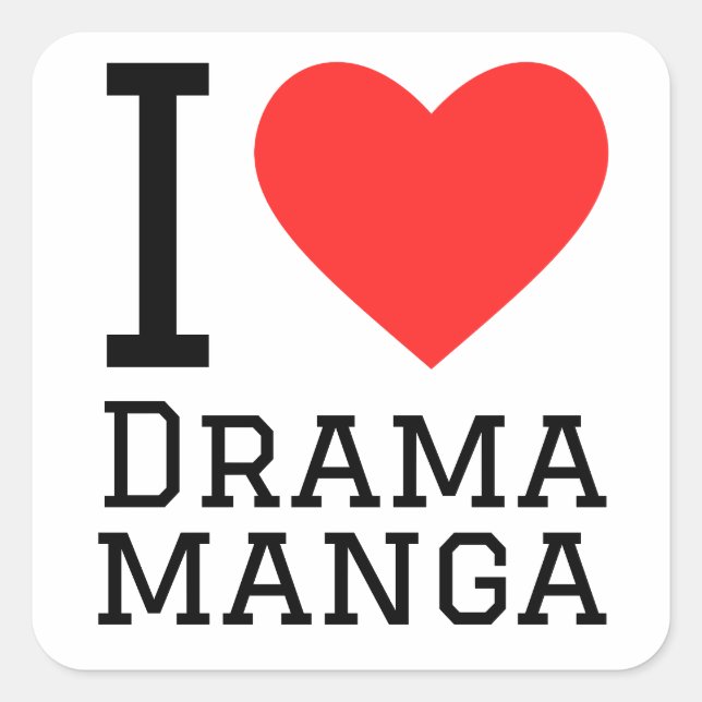 Sticker Carré J'aime le manga dramatique (Devant)