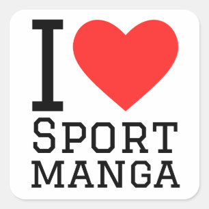Sticker Carré J'aime le manga sportif