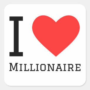 Sticker Carré J'aime le millionnaire