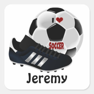 Sticker Carré J'Aime Le Modèle De Football, Personnaliser,