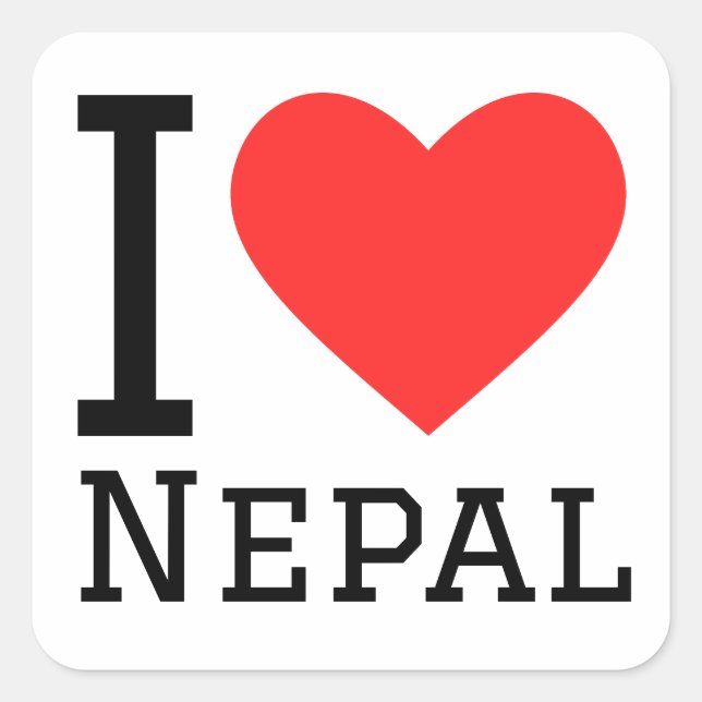 Sticker Carré J'aime le Népal (Devant)