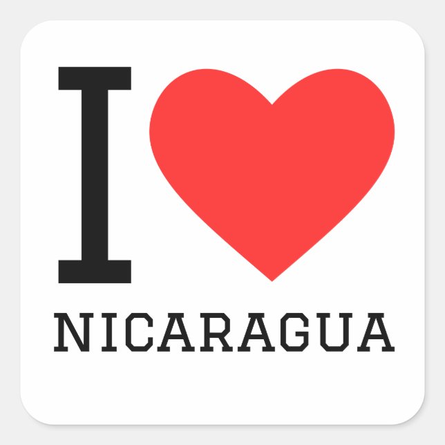 Sticker Carré J'aime le Nicaragua (Devant)