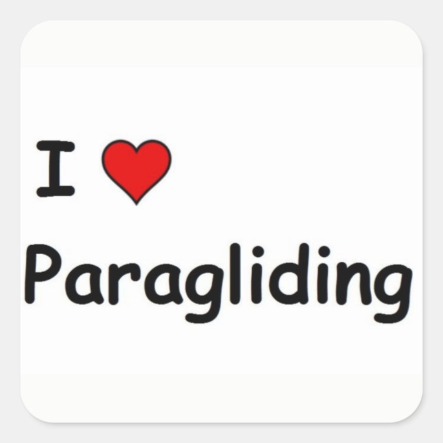 Sticker Carré J'Aime Le Parapente (Devant)