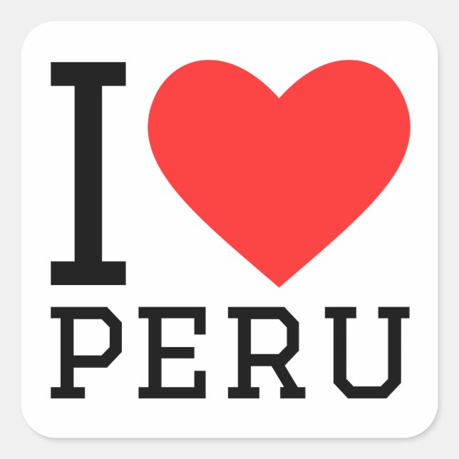 Sticker Carré J'aime le péru (Devant)