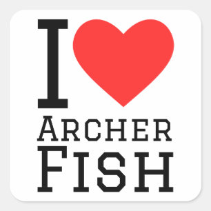 Sticker Carré J'aime le poisson archer