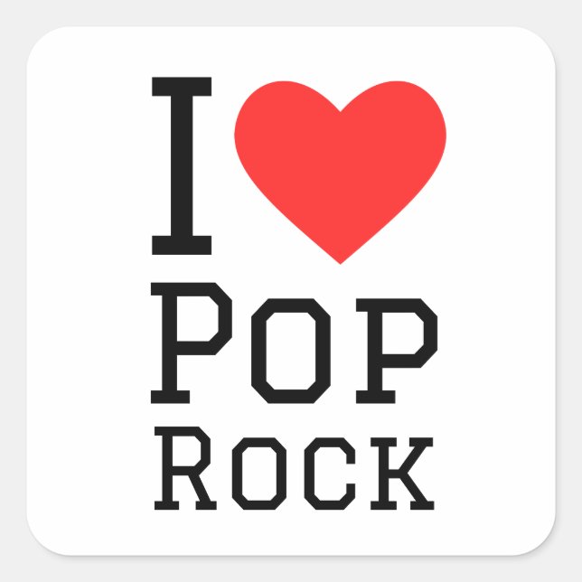 Sticker Carré J'aime le pop rock (Devant)