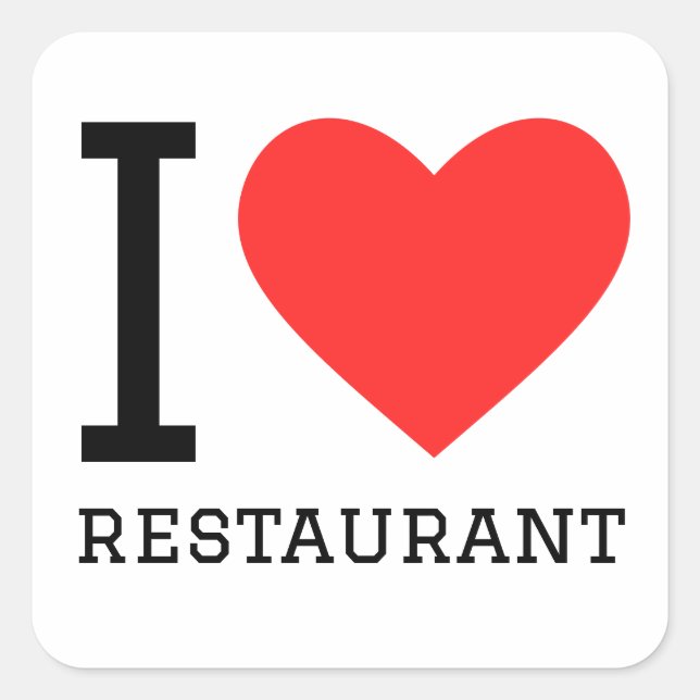 Sticker Carré J'aime le restaurant (Devant)