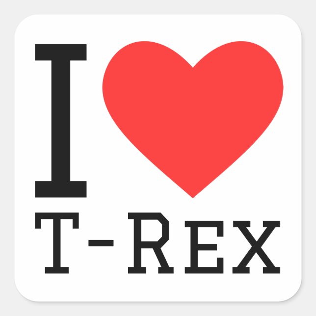 Sticker Carré J'aime le rex (Devant)