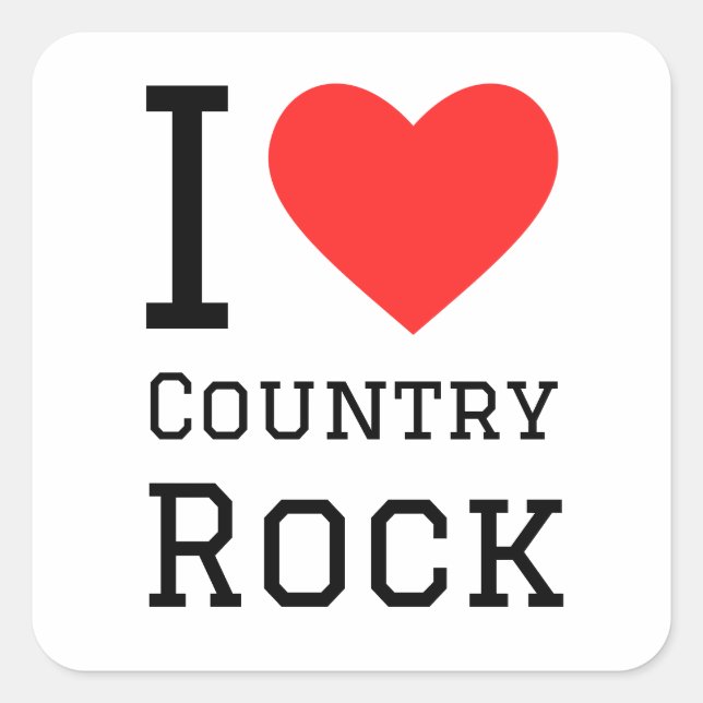 Sticker Carré J'aime le rock country (Devant)