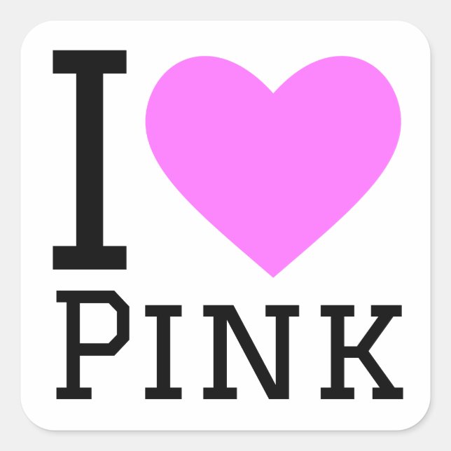 Sticker Carré J'aime le rose (Devant)