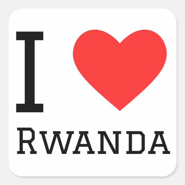 Sticker Carré J'aime le rwanda (Devant)