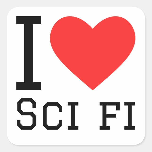 Sticker Carré J'aime le sci fi (Devant)