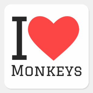 Sticker Carré J'aime le singe