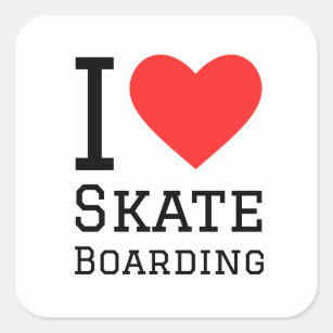 Sticker Carré J'aime le skateboard