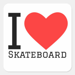 Sticker Carré J'aime le skateboard