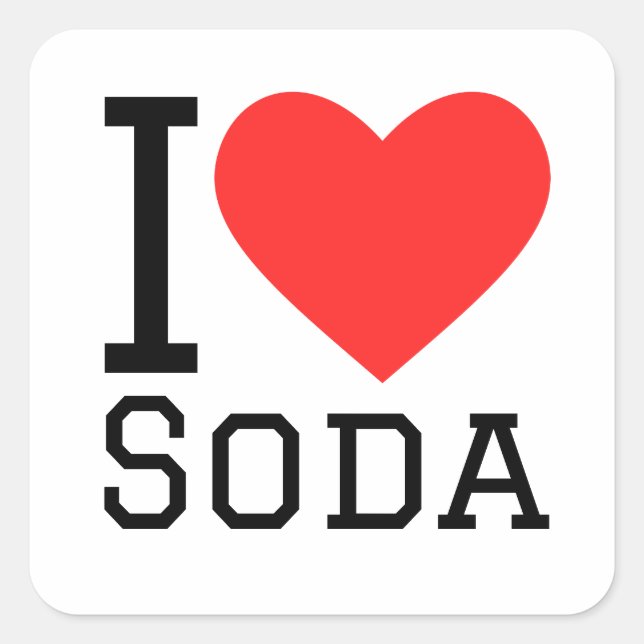 Sticker Carré J'aime le soda (Devant)