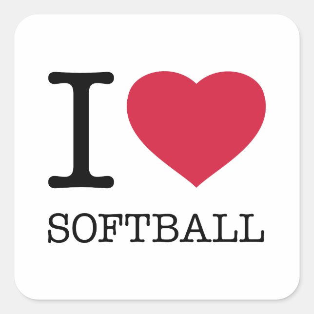 STICKER CARRÉ J'AIME LE SOFTBALL (Devant)