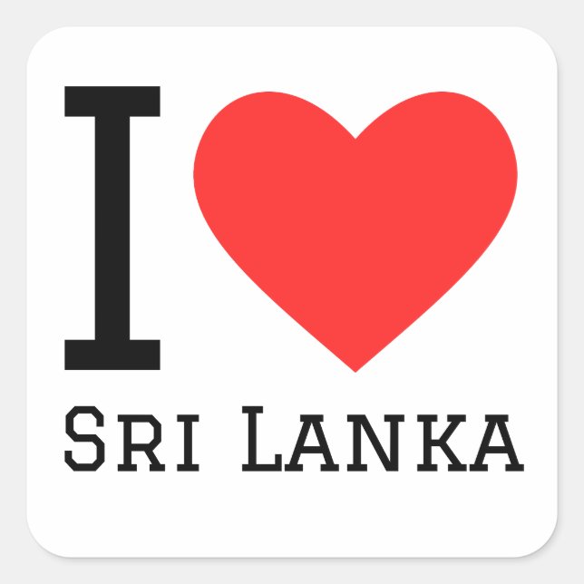 Sticker Carré J'aime le Sri Lanka (Devant)
