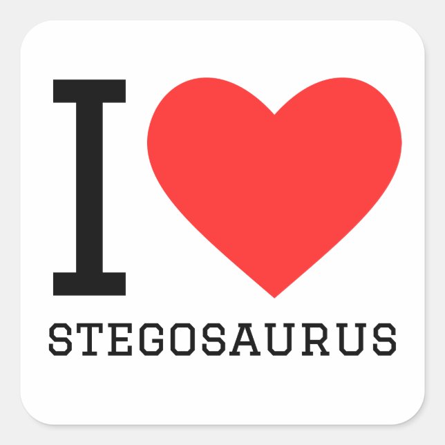 Sticker Carré J'aime le stegosaurus (Devant)