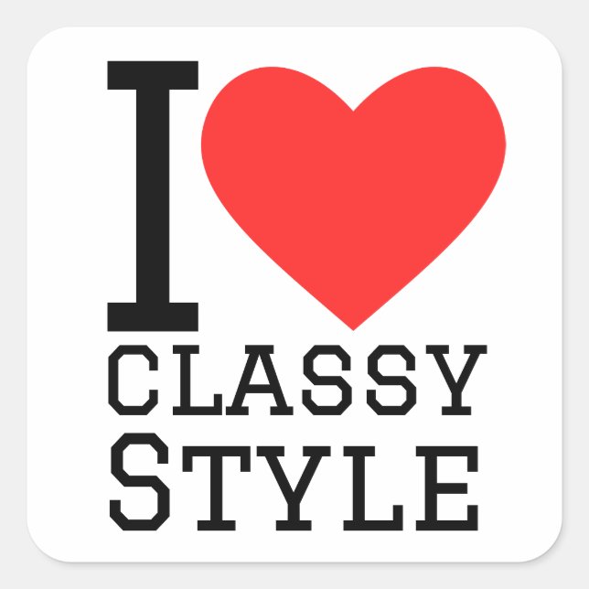 Sticker Carré J'aime le style classe (Devant)