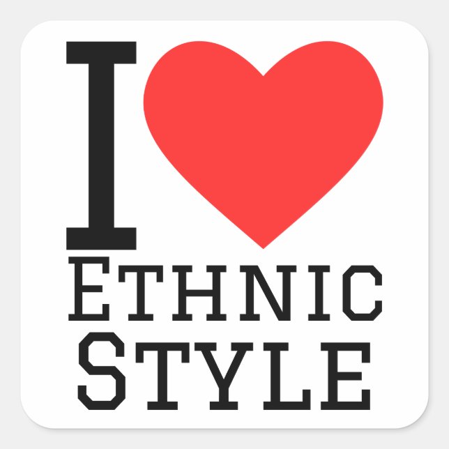 Sticker Carré J'aime le style ethnique (Devant)