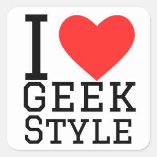 Sticker Carré J'aime le style geek