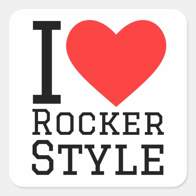 Sticker Carré J'aime le style rocker (Devant)