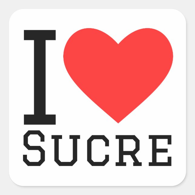 Sticker Carré J'aime le sucre (Devant)