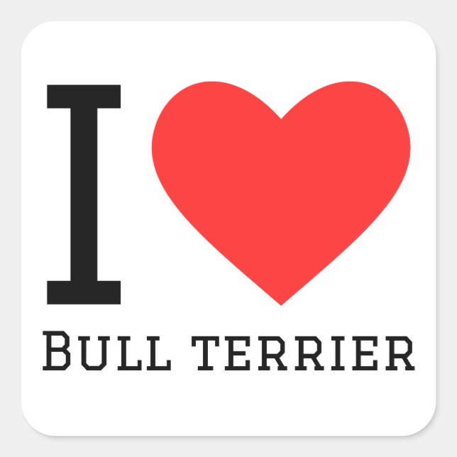 Sticker Carré J'aime le taureau terrier (Devant)