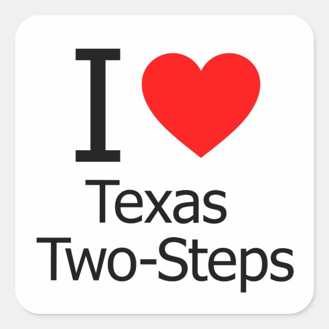 Sticker Carré J'aime le Texas en deux étapes (Devant)