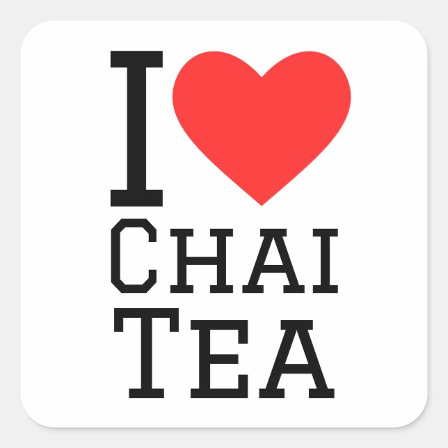 Sticker Carré J'aime le thé chai (Devant)