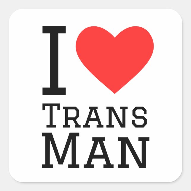 Sticker Carré J'aime le trans (Devant)