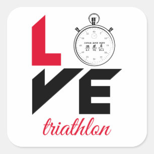 Sticker Carré J'aime le triathlon
