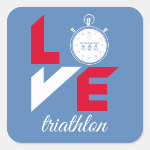 Sticker Carré J'aime le triathlon