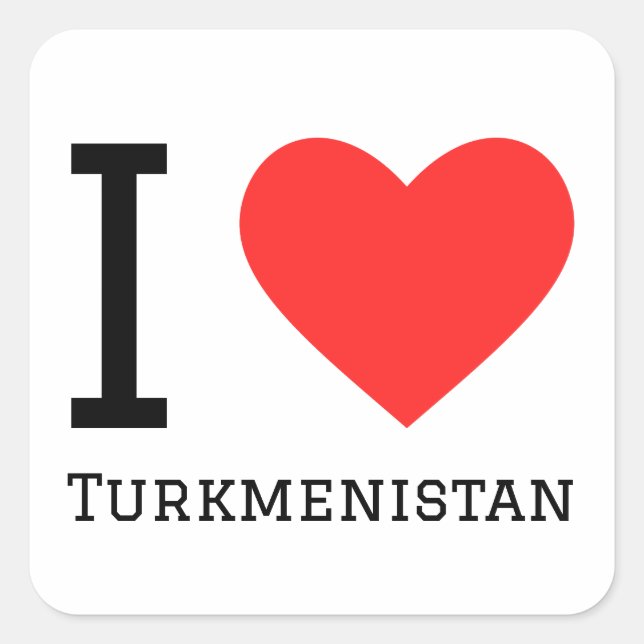 Sticker Carré J'aime le Turkménistan  (Devant)