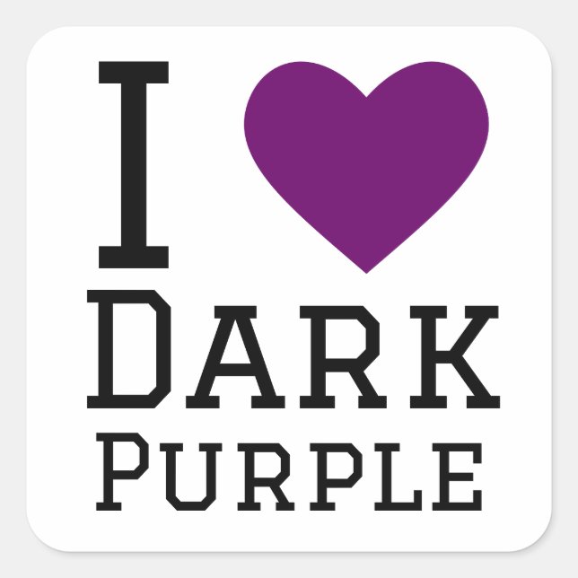 Sticker Carré J'aime le violet foncé (Devant)