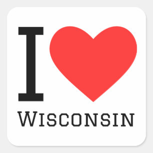 Sticker Carré J'aime le Wisconsin