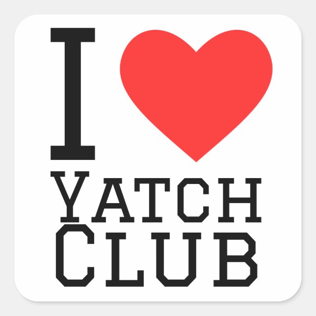 Sticker Carré J'aime le yatch club (Devant)