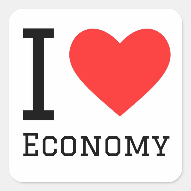 Sticker Carré J'aime l'économie (Devant)