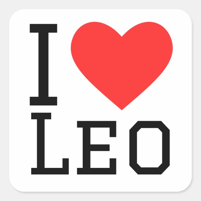Sticker Carré J'aime Leo (Devant)