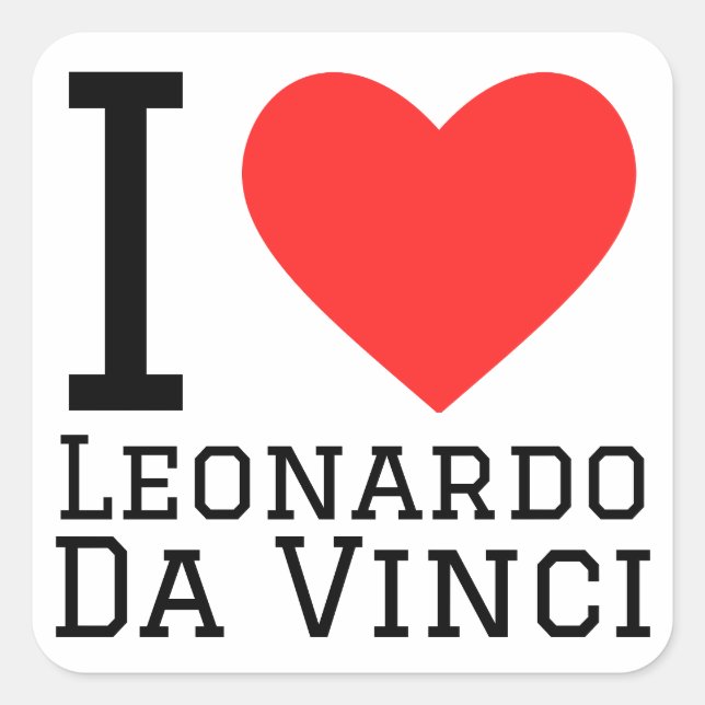 Sticker Carré J'aime Leonardo da Vinci (Devant)