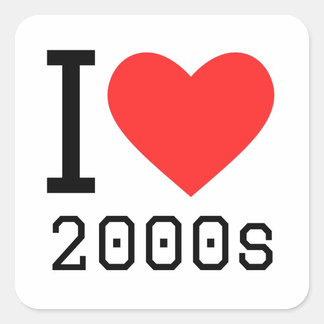 Sticker Carré J'aime les années 2000 (Devant)