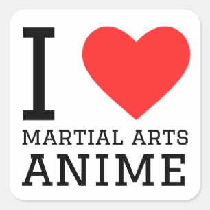 Sticker Carré J'aime les arts martiaux anime
