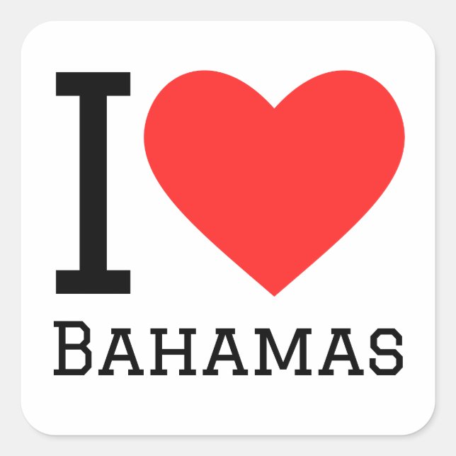 Sticker Carré J'aime les Bahamas (Devant)