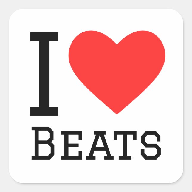 Sticker Carré J'aime les beats (Devant)