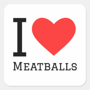 Sticker Carré J'aime les boulettes de viande
