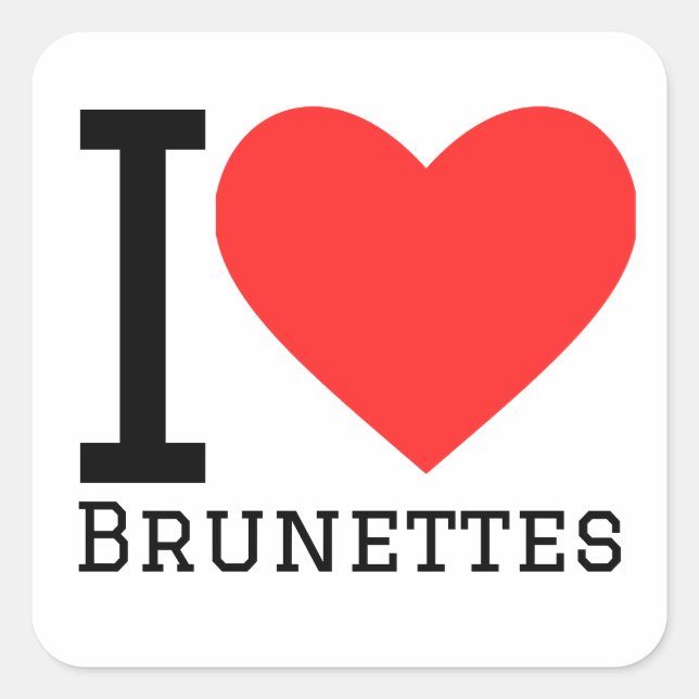 Sticker Carré J'aime les brunes (Devant)