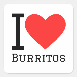 Sticker Carré J'aime les burritos